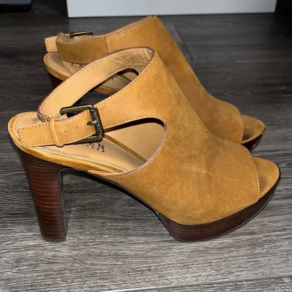 Ralph Lauren leather platform open tor sandals Size 10